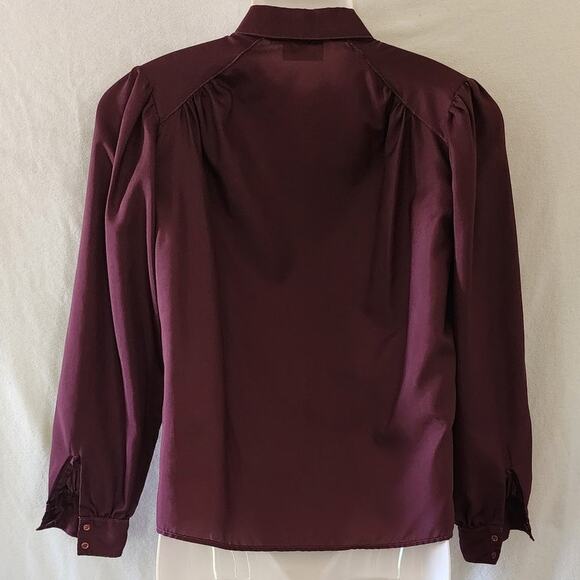 Vintage Stuart Lang Purple Long Sleeved Collared Blouse with cuffed Sleeve W 7/8 - Picture 2 of 6